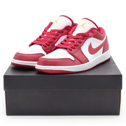 553558-607 Nike Air Jordan 1 Low Cardinal Red White Light Curry Crimson (Men's)