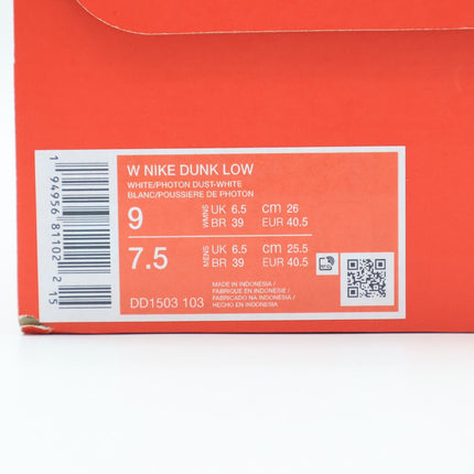 DD1503-103 Nike Dunk Low Photon Dust White Grey Fog Light Gray (Women's)