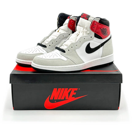 555088-126 Nike Air Jordan 1 High OG Light Smoke Grey Black Varsity Red White