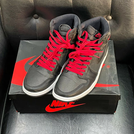 Size 10 - 555088-060 Nike Jordan 1 Retro High OG Black Gym Red Satin