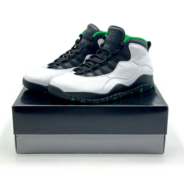 310805-137 Nike Air Jordan 10 Retro Seattle Super Sonics Pine Green White Black