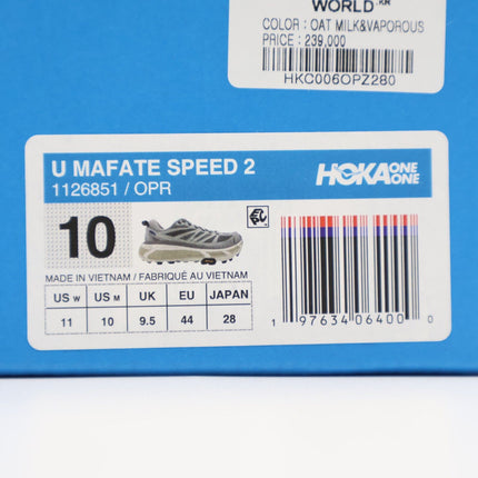 Size 10 - 1126851-OPR Hoka Mafate Speed 2 Oat Milk Vaporous (Men's)