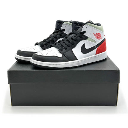 852542-100 Nike Air Jordan 1 Mid SE Black Gym Red White Light Smoke Grey (Men's)