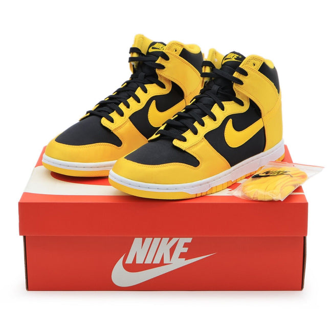 FN4216-001 Nike Dunk High Satin Goldenrod Varsity Maize White Black (Women's)