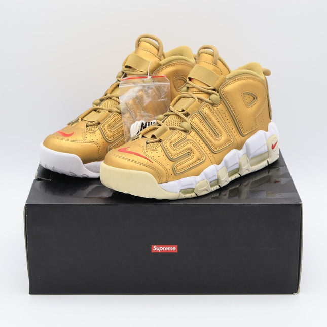 Size 9 - 902290-700 Nike Air More Uptempo x Supreme Metallic Gold 2017