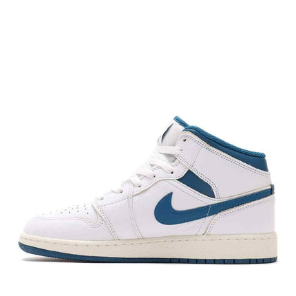 FN7432-141 Nike GS Air Jordan 1 Mid SE White Sail Industrial Blue