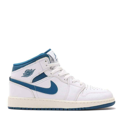 FN7432-141 Nike GS Air Jordan 1 Mid SE White Sail Industrial Blue