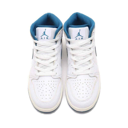 FN7432-141 Nike GS Air Jordan 1 Mid SE White Sail Industrial Blue