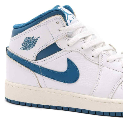 FN7432-141 Nike GS Air Jordan 1 Mid SE White Sail Industrial Blue