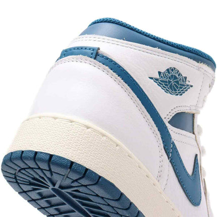 FN7432-141 Nike GS Air Jordan 1 Mid SE White Sail Industrial Blue