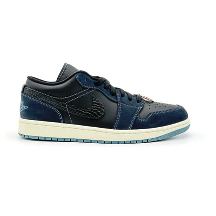 FJ5478-010 Nike Air Jordan 1 Low Navy Black Snakeskin Dark Obsidian (Women's)