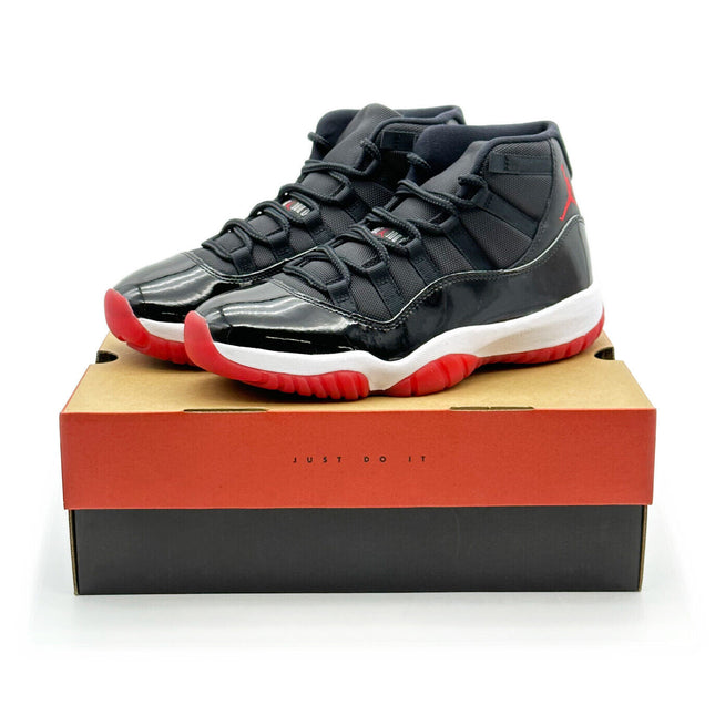 378037-061 Nike Air Jordan 11 Retro Playoffs Bred Black White Varsity Red