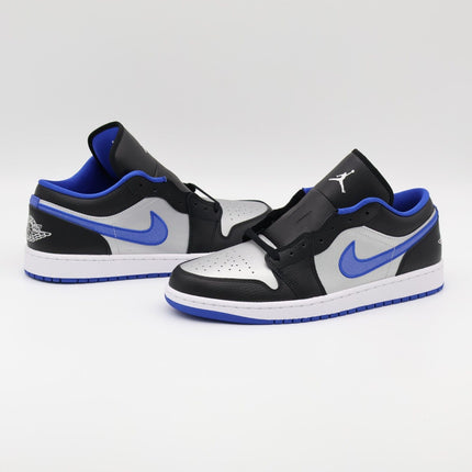 553558-007 Nike Air Jordan 1 Low Black Game Royal Metallic Platinum (Men's)