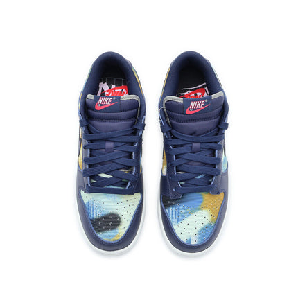 DM0108-400 Nike Dunk Low Graffiti Navy Yellow Obsidian Summit White Red (Men's)