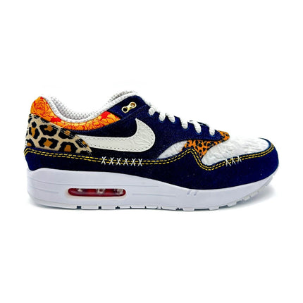 FJ4452-432 Nike Air Max 1 PRM Washed Dark Blue Denim Leopard Navy Gold White