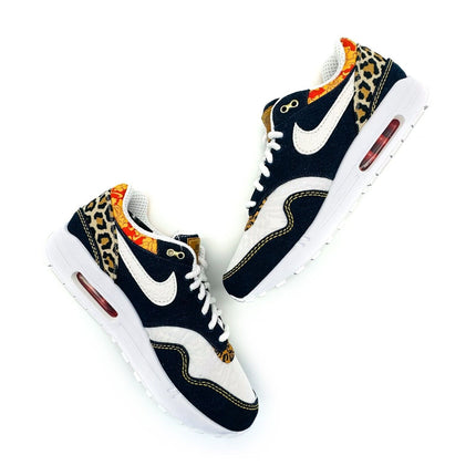 FJ4452-432 Nike Air Max 1 PRM Washed Dark Blue Denim Leopard Navy Gold White