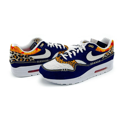 FJ4452-432 Nike Air Max 1 PRM Washed Dark Blue Denim Leopard Navy Gold White