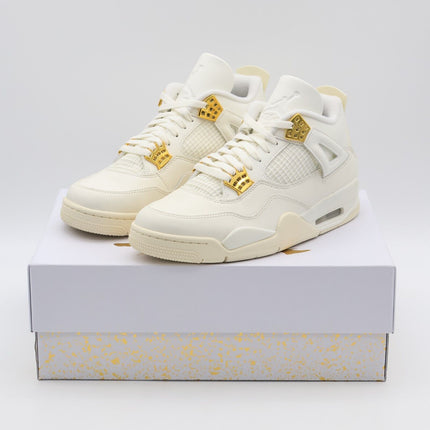 AQ9129-170 Nike Air Jordan 4 Retro White Metallic Gold Sail Black (Women's)