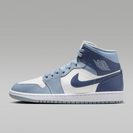 BQ6472-140 Nike Air Jordan 1 Mid White Diffused Blue (Women's)