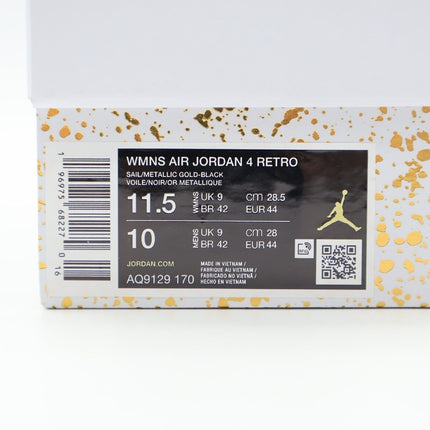 AQ9129-170 Nike Air Jordan 4 Retro White Metallic Gold Sail Black (Women's)