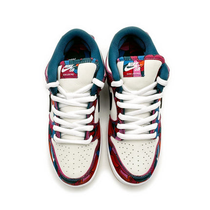 DH7695-600 Nike SB Dunk Low Pro Parra Abstract Art Fire Pink Gym Red Mocha Blue