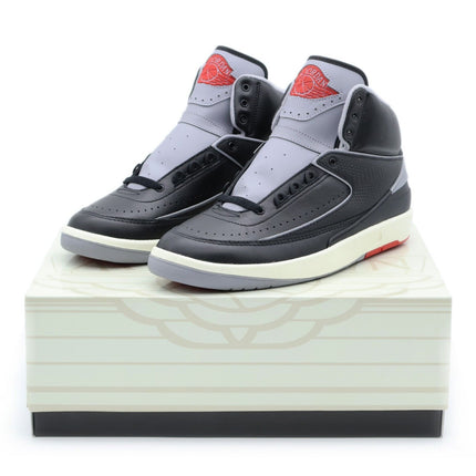 DR8884-001 Nike Air Jordan 2 Retro Black Cement Fire Red Sail Grey (Men's)