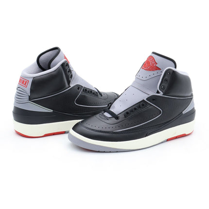 DR8884-001 Nike Air Jordan 2 Retro Black Cement Fire Red Sail Grey (Men's)