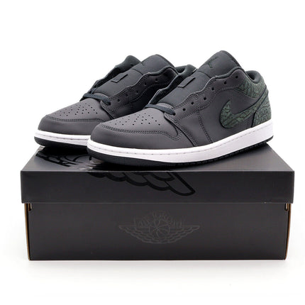 FB9907-001 Nike Air Jordan 1 Low Black Elephant Off Noir Dark Green (Men's)