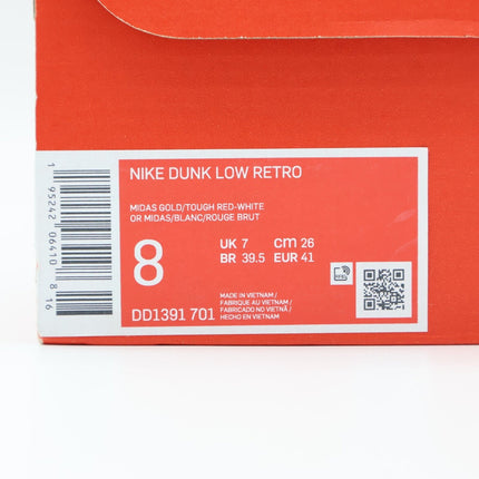 DD1391-701 Nike Dunk Low Midas Championship Gold Tough Red White Yellow Orange