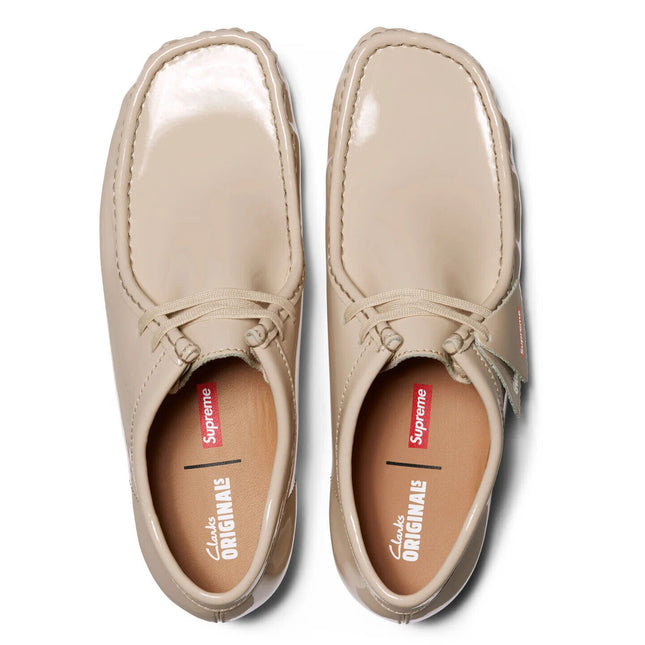 SUP-CL-24SS-BEI Supreme Clarks Patent Leather Wallabee Beige (Men's)