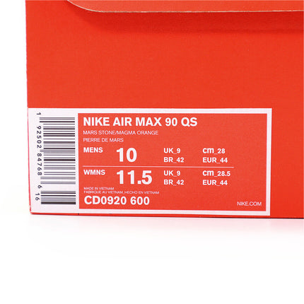 CD0920-600 Nike Air Max 90 QS Mars Landing Stone Magma Orange (Men's)