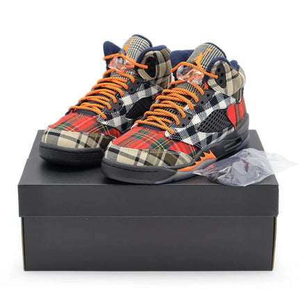 FD4814-008 Nike GS Air Jordan 5 Retro Plaid Black Total Orange Dark Obsidian