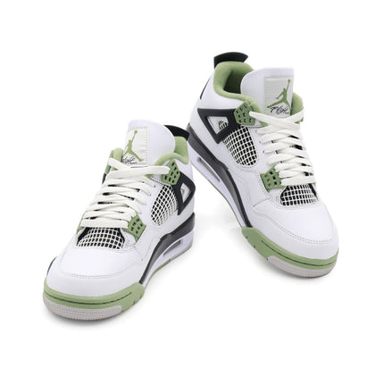 AQ9129-103 Nike Air Jordan 4 Oil Green Seaform White Black Khaki Grey (Women's)