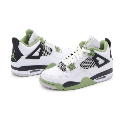 AQ9129-103 Nike Air Jordan 4 Oil Green Seaform White Black Khaki Grey (Women's)