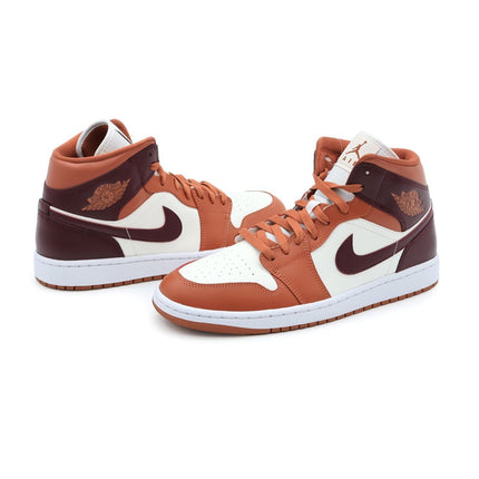 BQ6472-200 Nike Air Jordan 1 Mid Dusty Peach Sail White Night Maroon (Women's)