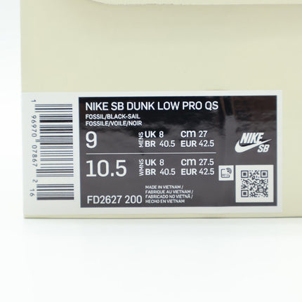 FD2627-200 Albino & Preto Nike SB Dunk Low Pro Pearl White Fossil Sail (Men's)