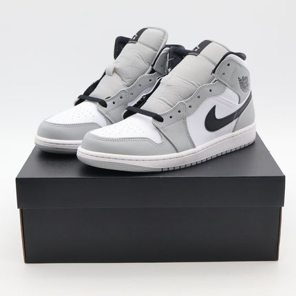 554724-092 Nike Air Jordan 1 Mid Light Smoke Grey Black White (Men's)