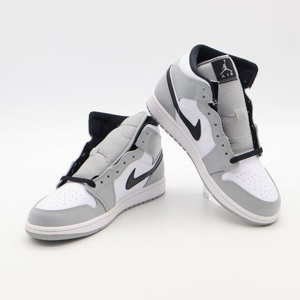 554724-092 Nike Air Jordan 1 Mid Light Smoke Grey Black White (Men's)