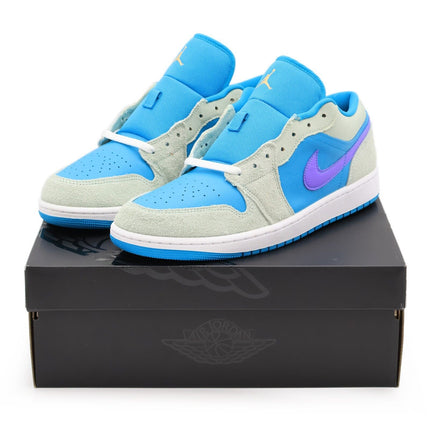 DX4334-300 Nike Air Jordan 1 Low Aquatone Psychic Celestial Gold Blue (Men's)