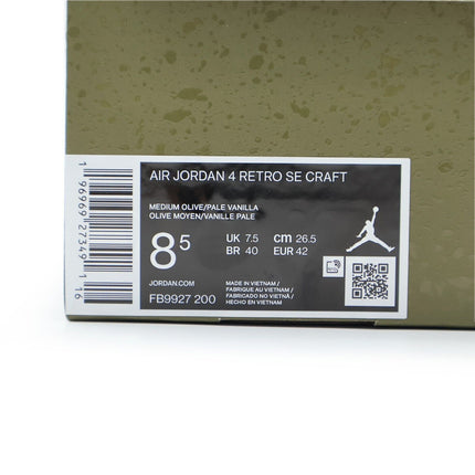 FB9927-200 Nike Air Jordan 4 Retro SE Craft Medium Olive Khaki Black (Men's)