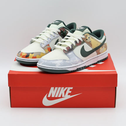 DH0957-100 Nike Dunk Low SE Sail Multi Camo White Vintage Green Orange (Men's)