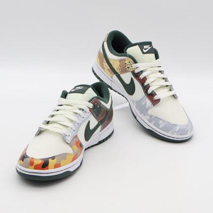 DH0957-100 Nike Dunk Low SE Sail Multi Camo White Vintage Green Orange (Men's)