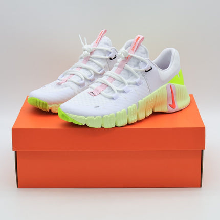 DV3950-104 Nike Free Metcon 5 White Barely Volt Pink Foam Bright (Women's)