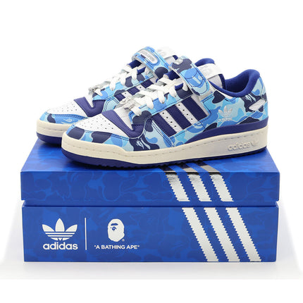 ID4772 BAPE adidas Forum 84 Low 30th Anniversary Blue Camo Cloud White (Men's)