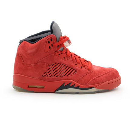 136027-602 Nike Air Jordan 5 High Retro University Red Suede Silver (Men's)