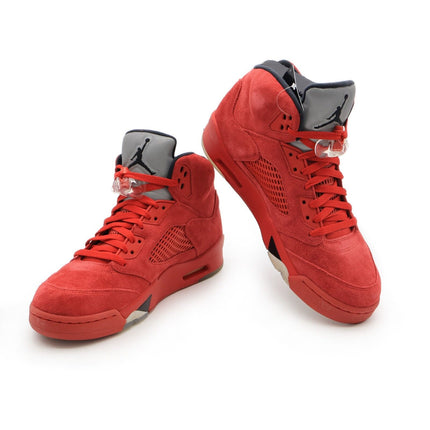 136027-602 Nike Air Jordan 5 High Retro University Red Suede Silver (Men's)