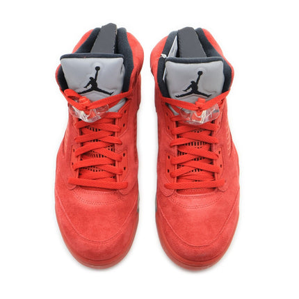 136027-602 Nike Air Jordan 5 High Retro University Red Suede Silver (Men's)