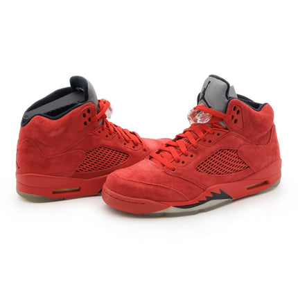 136027-602 Nike Air Jordan 5 High Retro University Red Suede Silver (Men's)