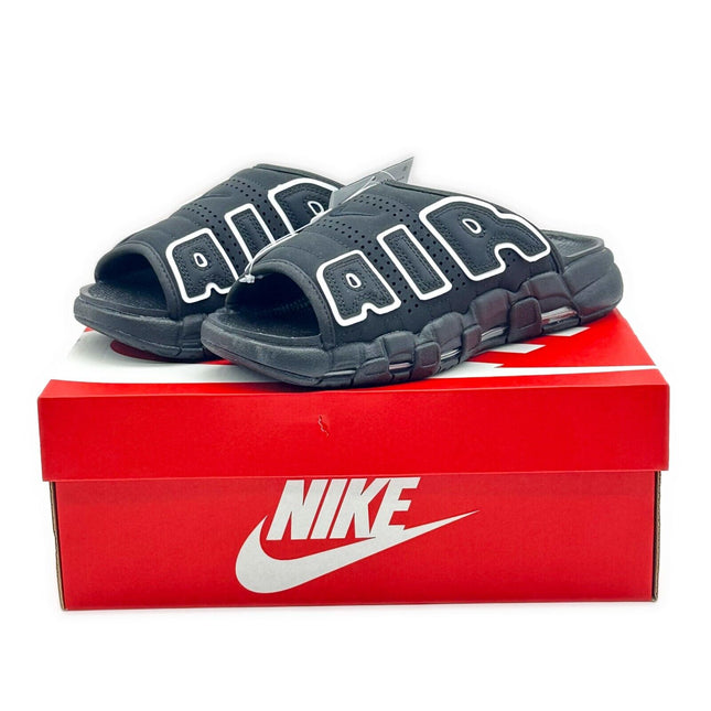 DV2137-001 Nike Air More Uptempo Slide Black Sandal White