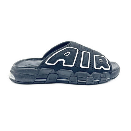 DV2137-001 Nike Air More Uptempo Slide Black Sandal White